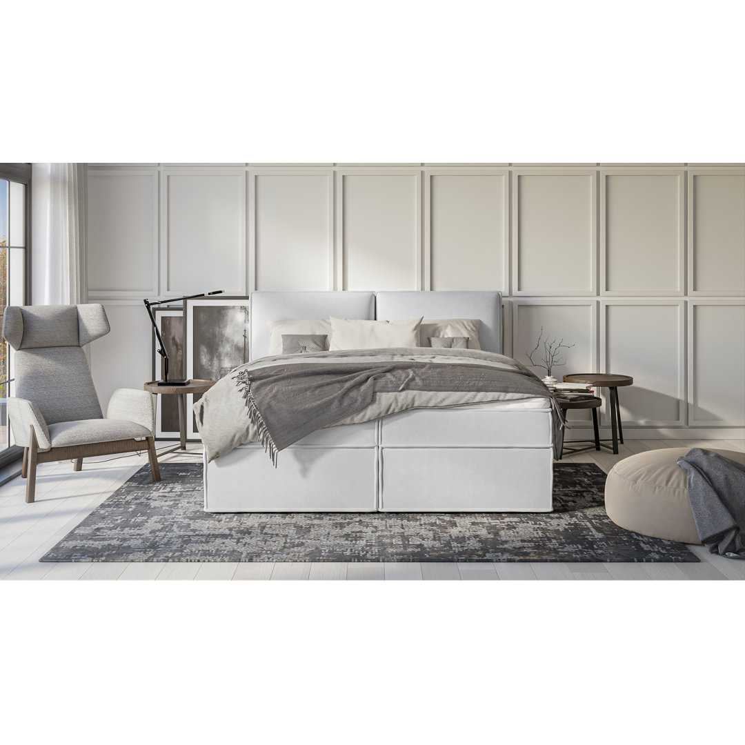 Boxspringbett Ellerie mit Topper und Bettkasten