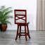 Tabouret pivotant à dossier en X de 30 po de hauteur bar, finition cerisier, siège en tissu beige-121091556