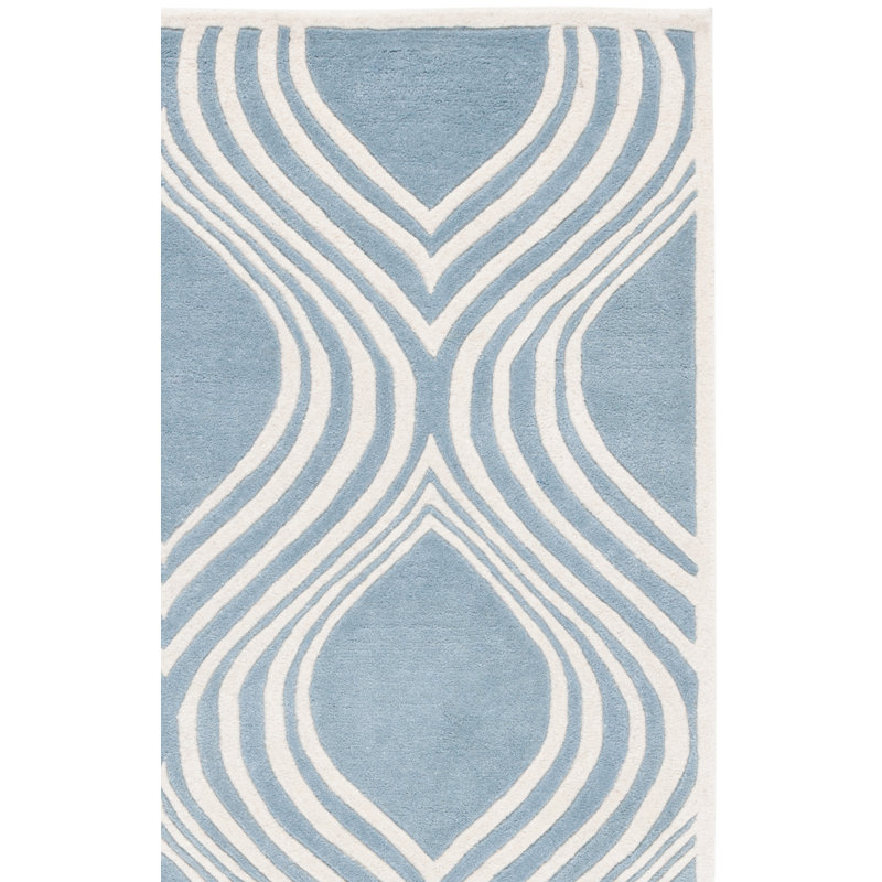 Deedie Hand Tufted Wool Geometric Rug, Square 5'