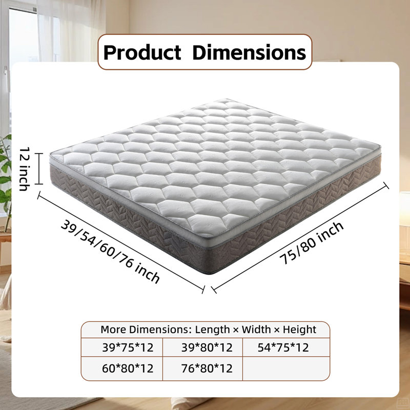 Medium Firm 12 Inch Memory Foam Mattress Pocket Spring Hybrid Mattress Pressure Relief Breathable Mattress In A Box, Full