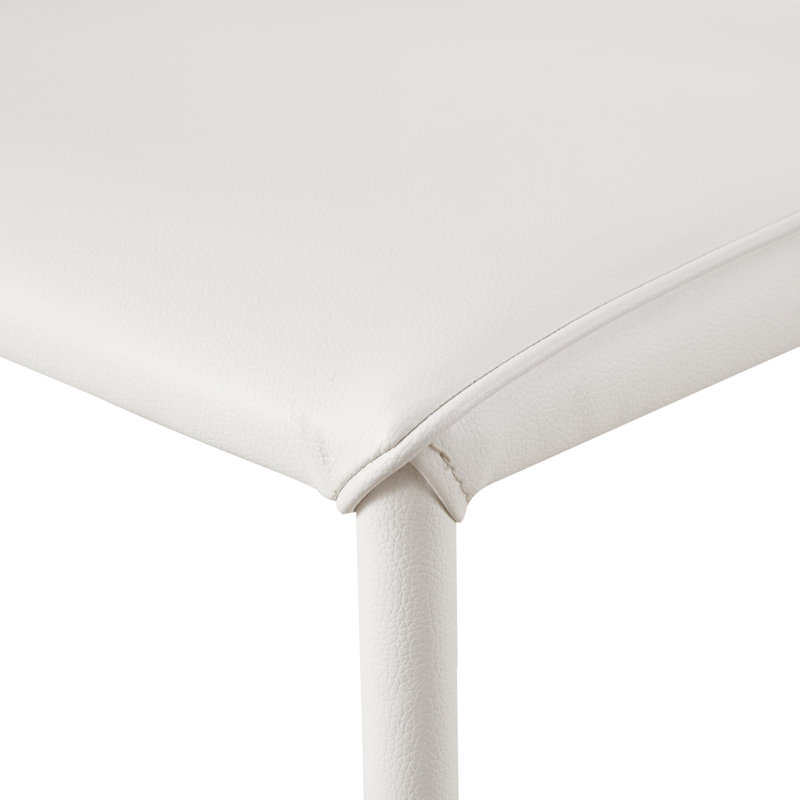 NORA PU DINING CHAIR WHITE-SET OF TWO, White Pebbled Faux Leather