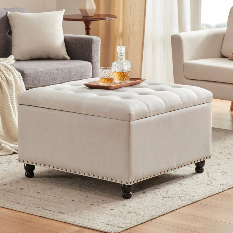 Banc de repose-pieds polyvalent avec rangement pour améliorer le salon, Beige