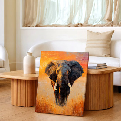 «Elephant Safari», reproduction d'art sur toile, coucher de soleil, peinture animalière rustique pour salon, chambre à coucher, bureau, couloir et appartement, décoration de maison moderne