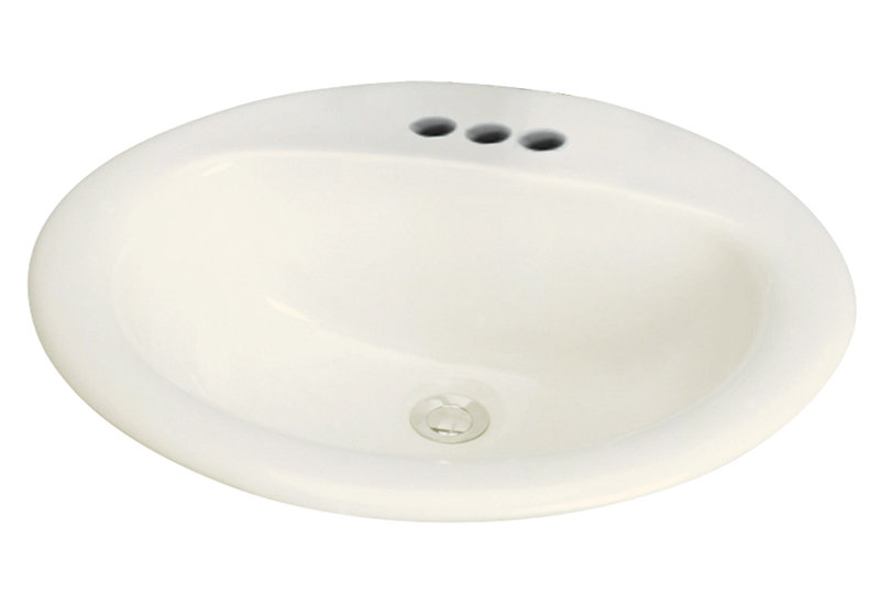Lavabo de salle de bain ovale encastré en porcelaine vitreuse avec trop-plein Akron