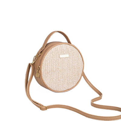 Backpack Forest Style Textured Woven Round Handbag Crossbody Bag