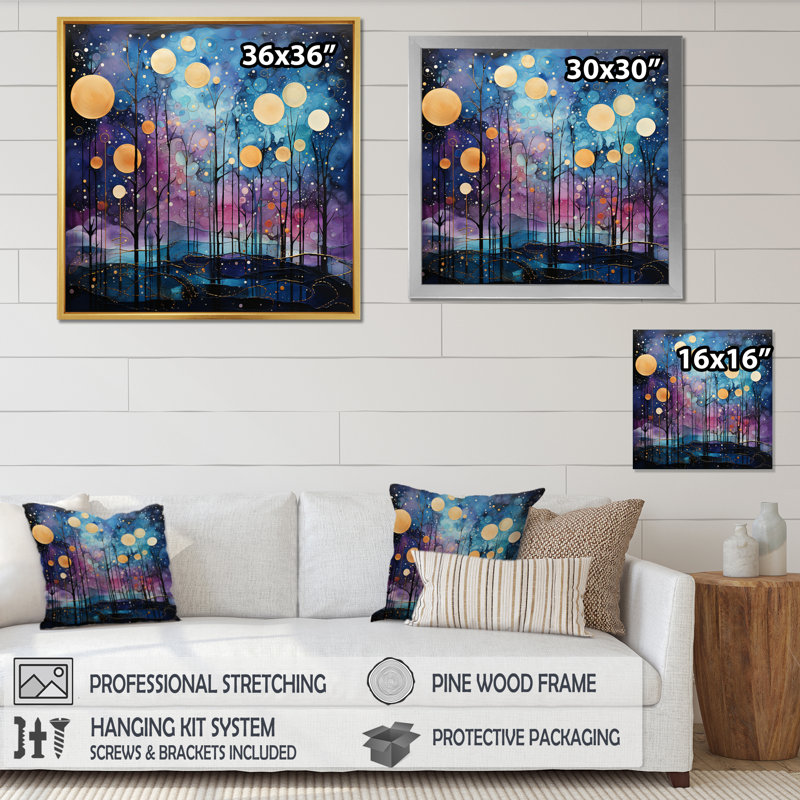 Celestial Serenade I - Abstract Collages Wall Art Prints, H 36 po x l 36 po x P 1,5 po, Toile tendue