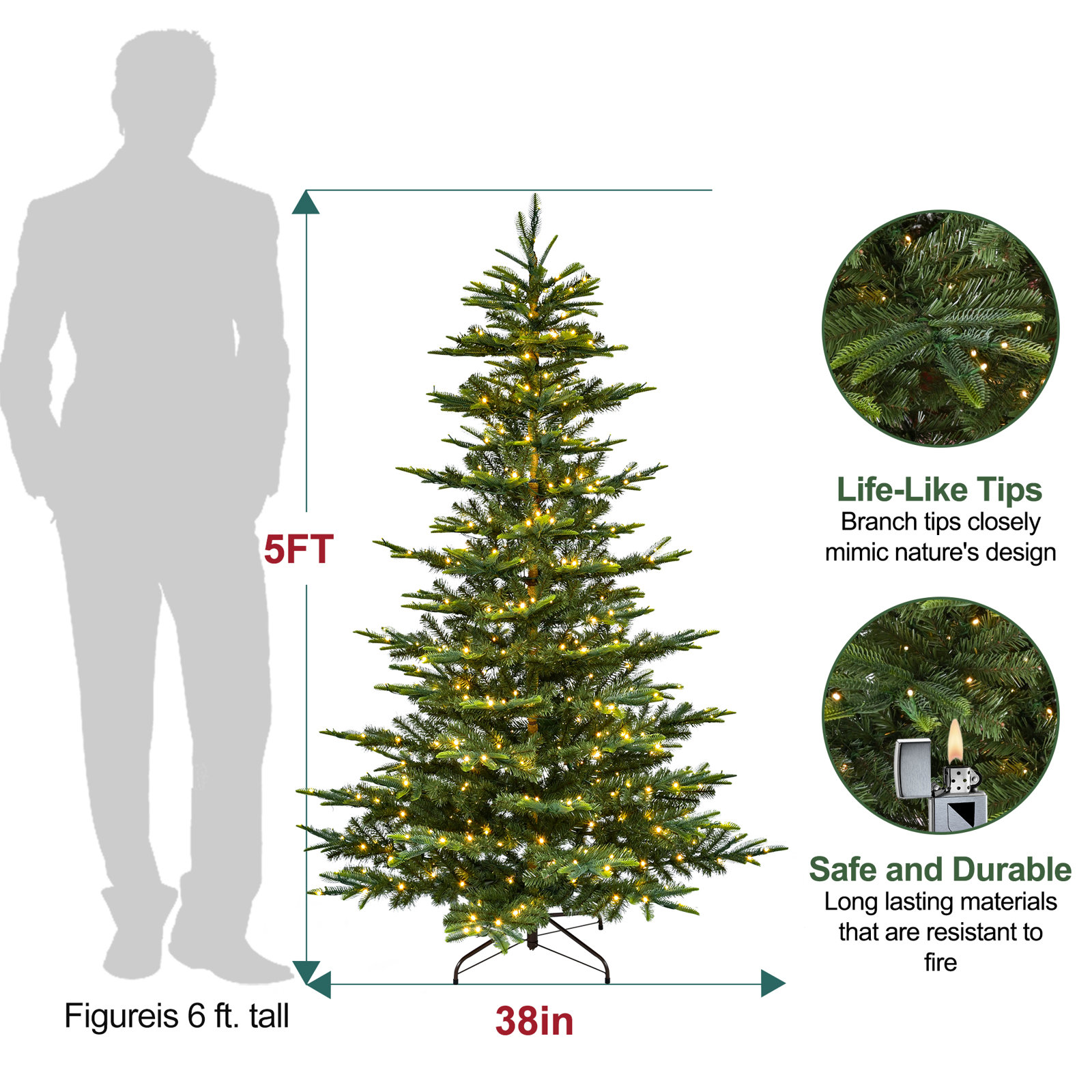 Pre-Lit Christmas Tree, 5'