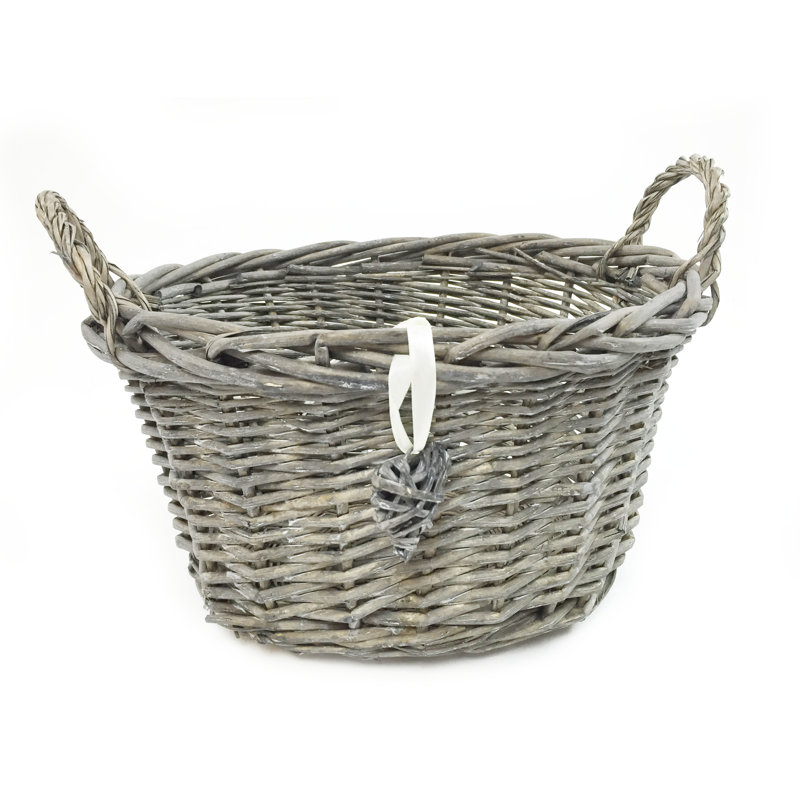 House Of Hampton Wicker Decorative Basket, Grey, 15cm H x 21cm W x 16cm D