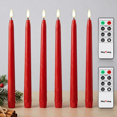 Bougies coniques sans flamme avec 2 télécommandes pour Noël - Rouge, 28 cm de hauteur