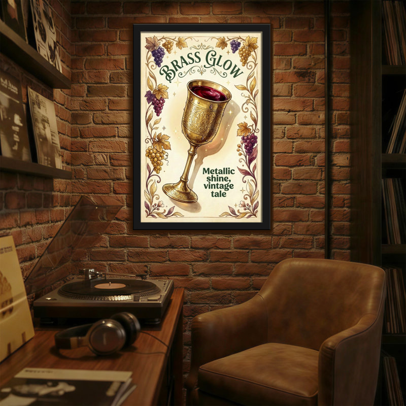 Motif de verre à vin rétro Fashion, H 18 po x l 12 po