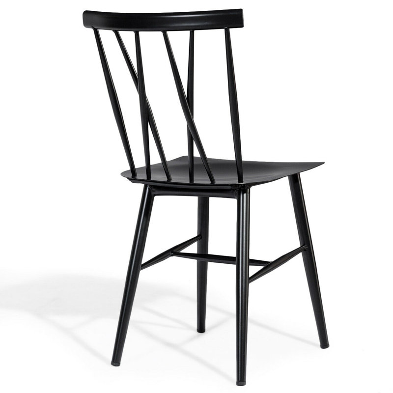 Black Metal Cross Back High Dining Side Chair Set