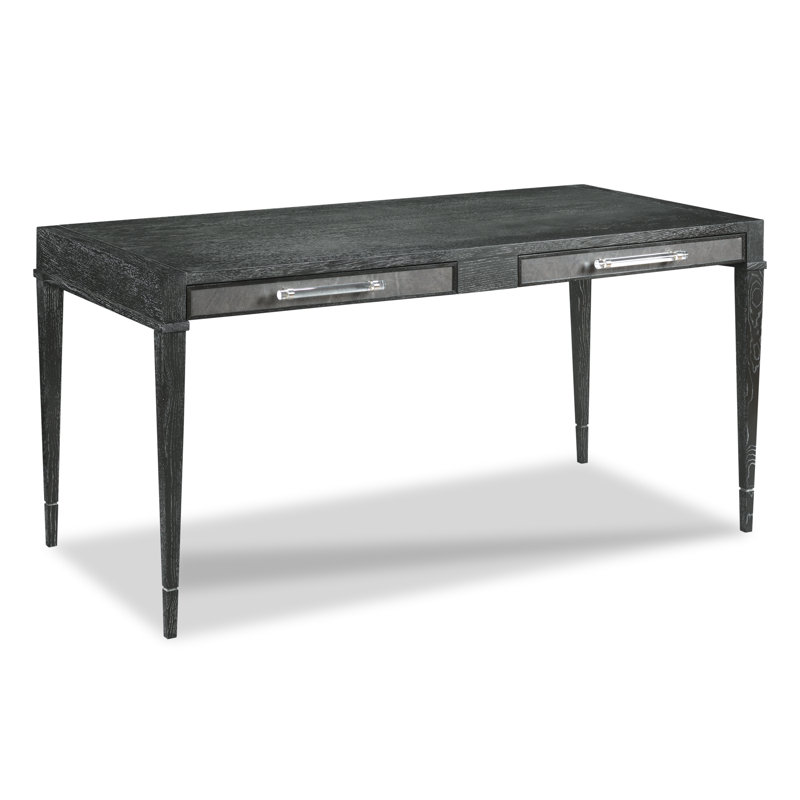 Langdon Gray Slate Solid Wood Desk with Leather Drawers