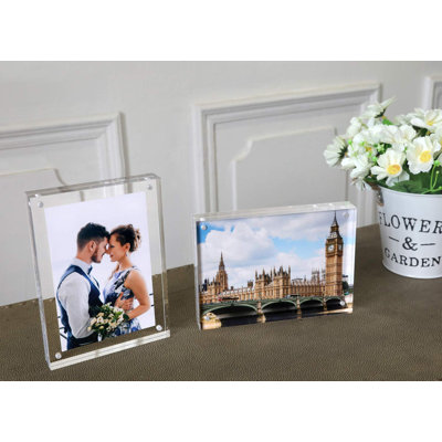 4X6 Acrylic Double Sided Thickened Desktop Photo Frame - Magnetic Photo Frame - 2 Pack