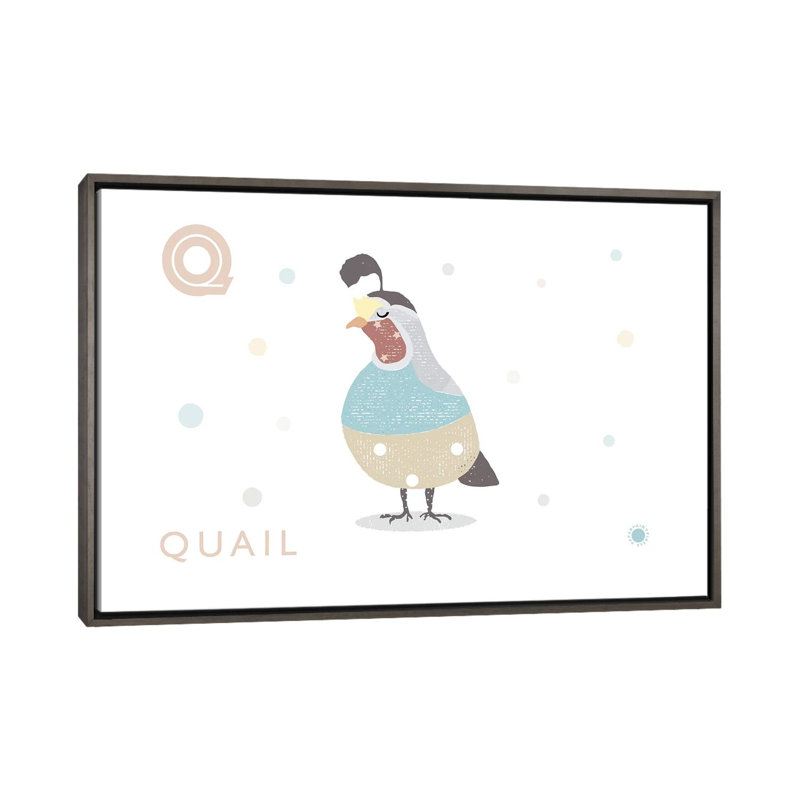 Caille - impression d'art graphique, Pas de tapis, H 40 po x l 60 po x 1,5 po, Toile avec cadre gris