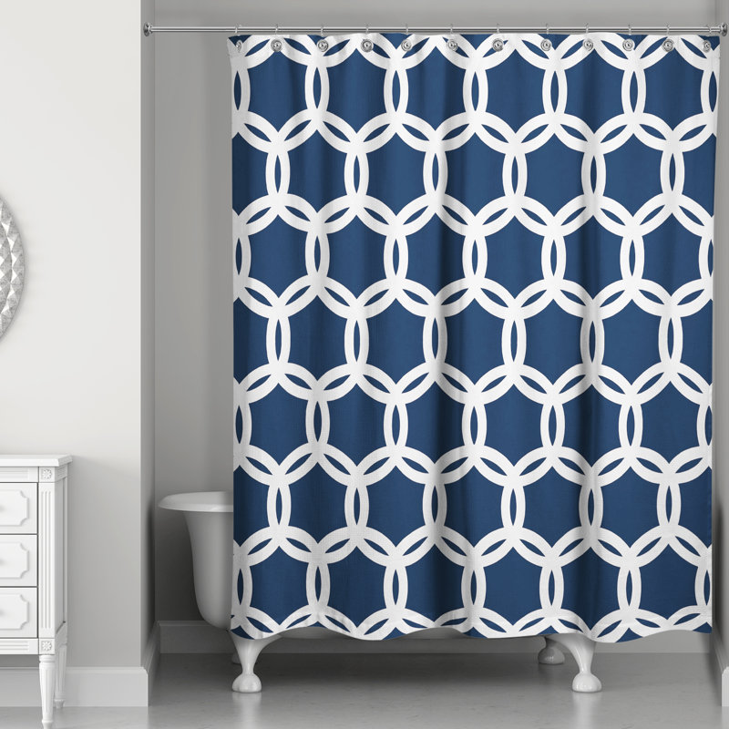 Geometric Shower Curtain, Blue/White