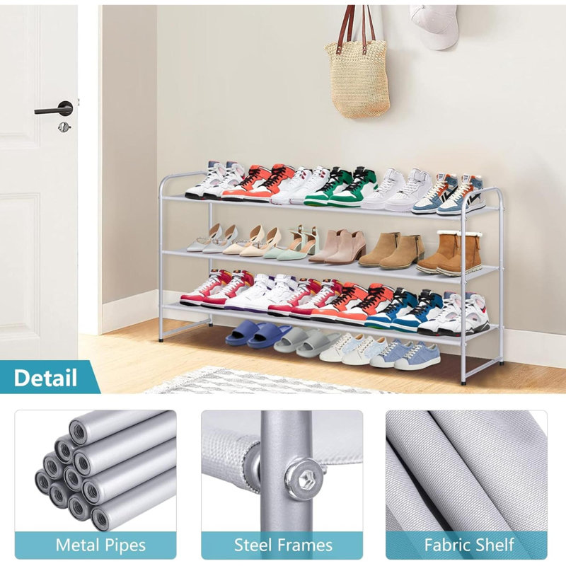 24 Pair Shoe Rack, Gray