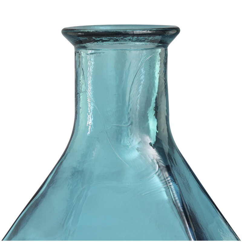 Vase de plancher en verre Hollomon, Sarcelle, H 23,5 po x l 10,3 po x P 10,65 po