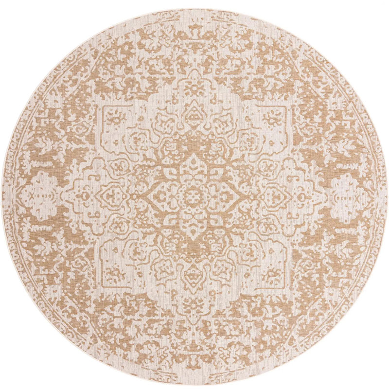 Outdoor Destiny Area Rug Brown Color, Round 10'8"