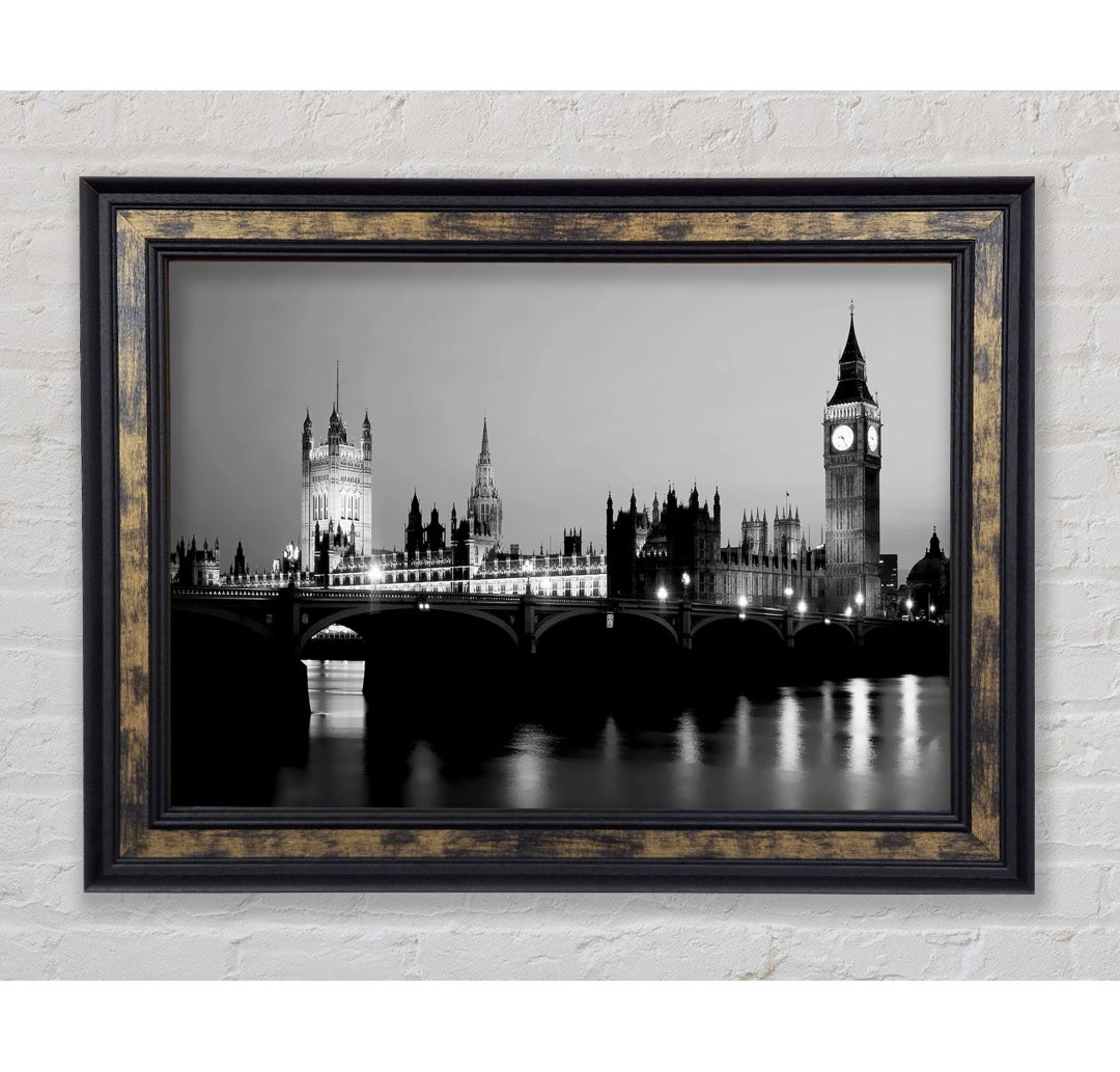 London Houses Of Parliament mit Big Ben B N W - Einzelne Bilderrahmen Kunstdrucke