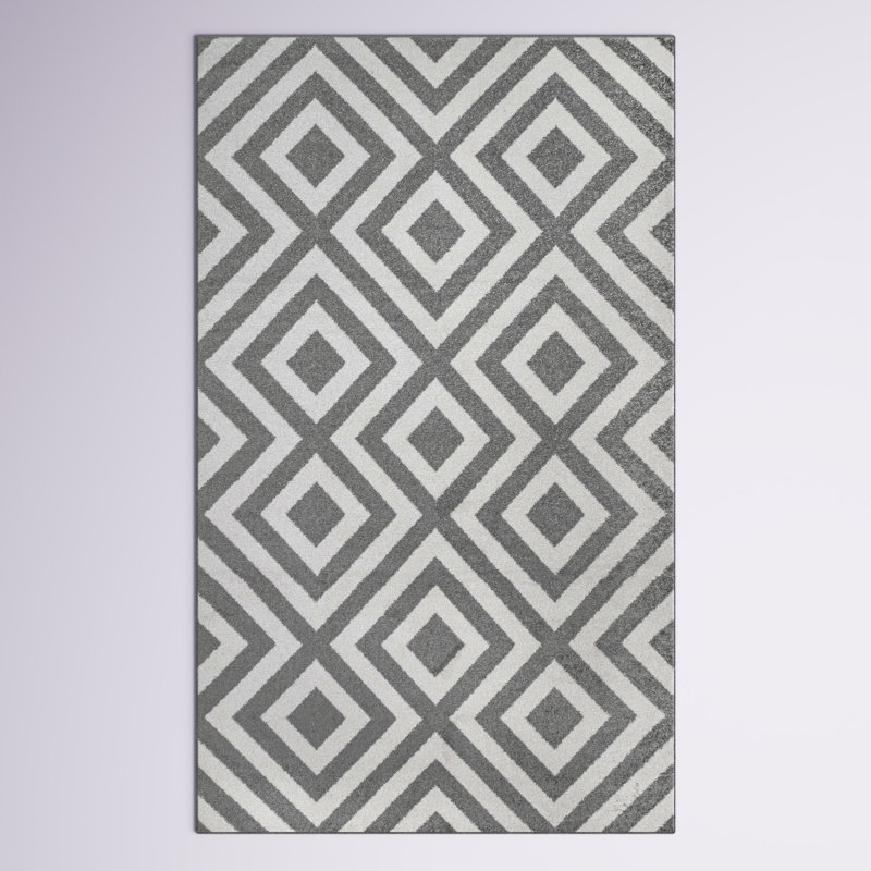Tapis gris / blanc Frances, Rectangulaire l 3 pi x L 5 pi