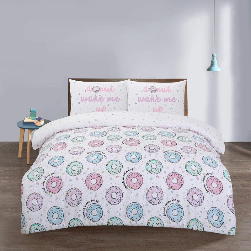 NightComfort Cookie Donuts Multi Kids Design Cotton Rich Duvet Cover Set with Pillowcase, Super King - 2 Standard Pillowcases