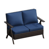 R-Shaped Rattan Armrest Loveseat