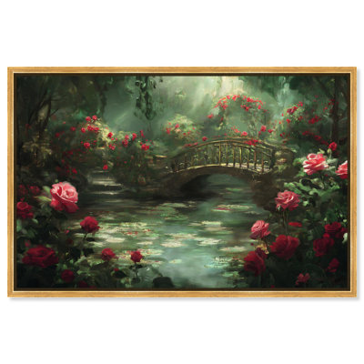 «Rose Garden Bridge», toile, paysage classique par Art Remedy