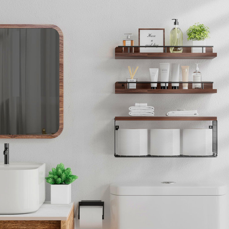 Bathroom Floating Shelves with Mirror Wall Shelf