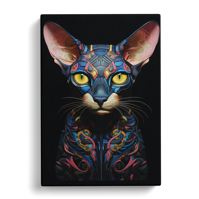 Sphynx Cat Neo-Plasticism - Wrapped Canvas Print, 60cm H x 40cm W x 3cm D