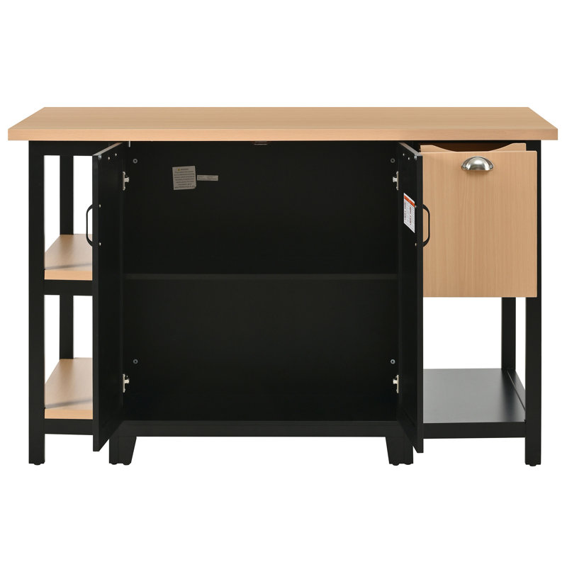 Îlot de cuisine autoportant 58 po, Black
