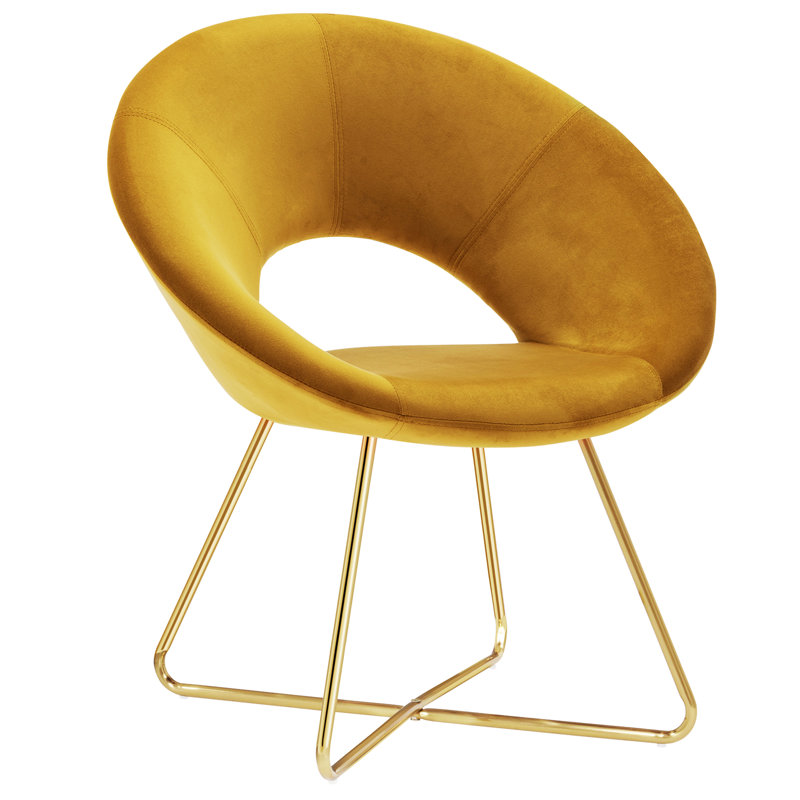 Crivello 71.12 cm Wide Contemporary Velvet Accent Chair with Open Back, Yellow