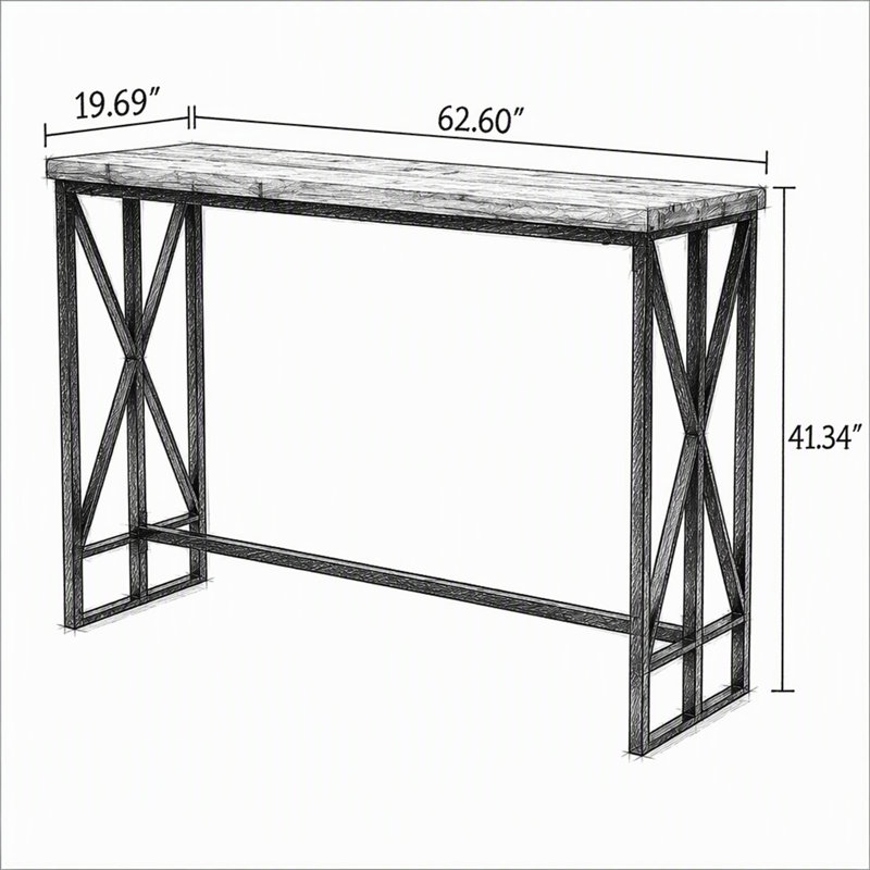 Table de bar rectangulaire 62,6 po, table bistro Farmhouse à hauteur de comptoir avec repose-pieds en métal pour bar