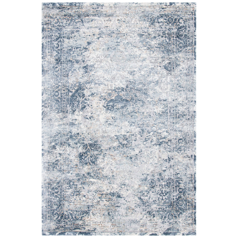 Martha Stewart Blue and Cream Hand-Knotted Wool Area Rug