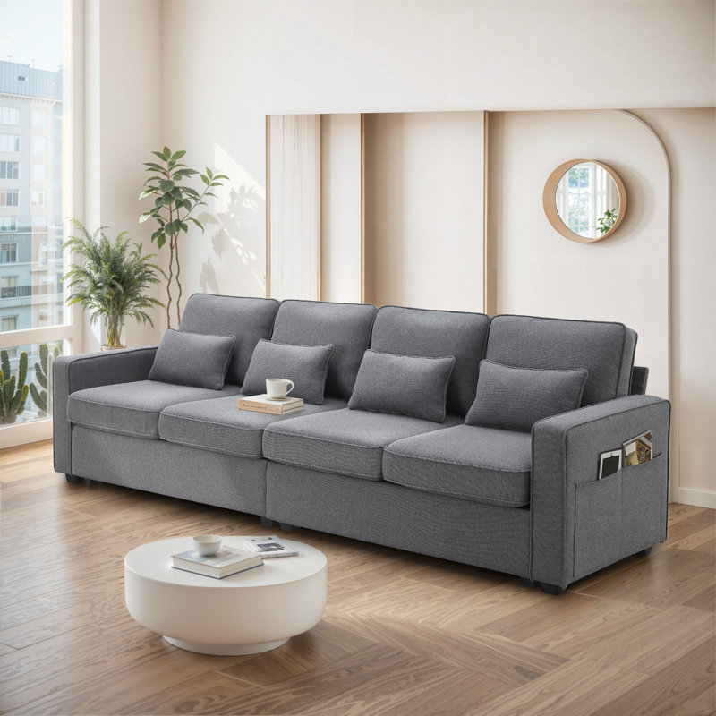 Canapé modulaire en tissu 4 places, Gris foncé