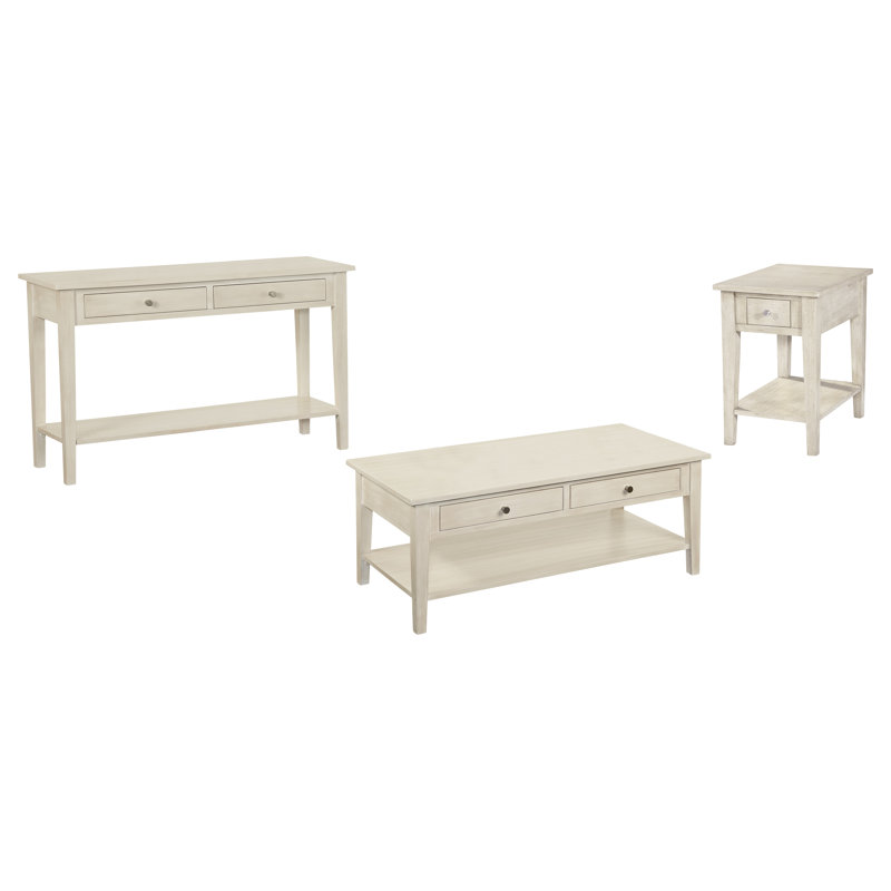 East Hampton 3 - Piece Solid Wood Coffee Table Set