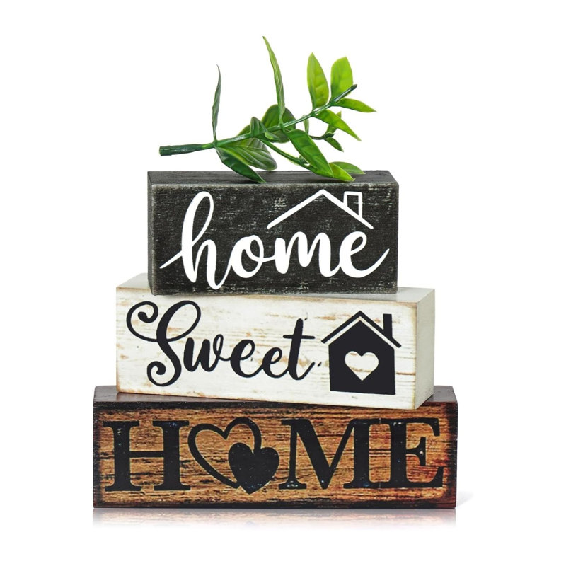 Ensemble de décorations en bois Farmhouse Sweet Home avec eucalyptus