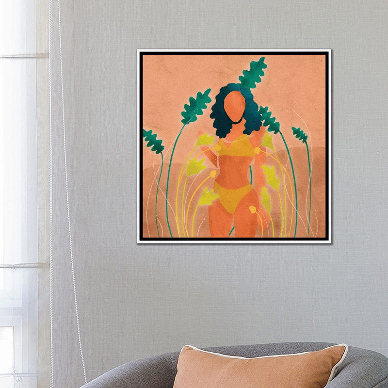 « Paige » par Reyna Noriega-impression, H 26 po x l 26 po x P 1,5 po, Toile blanche encadrée, Pas de tapis