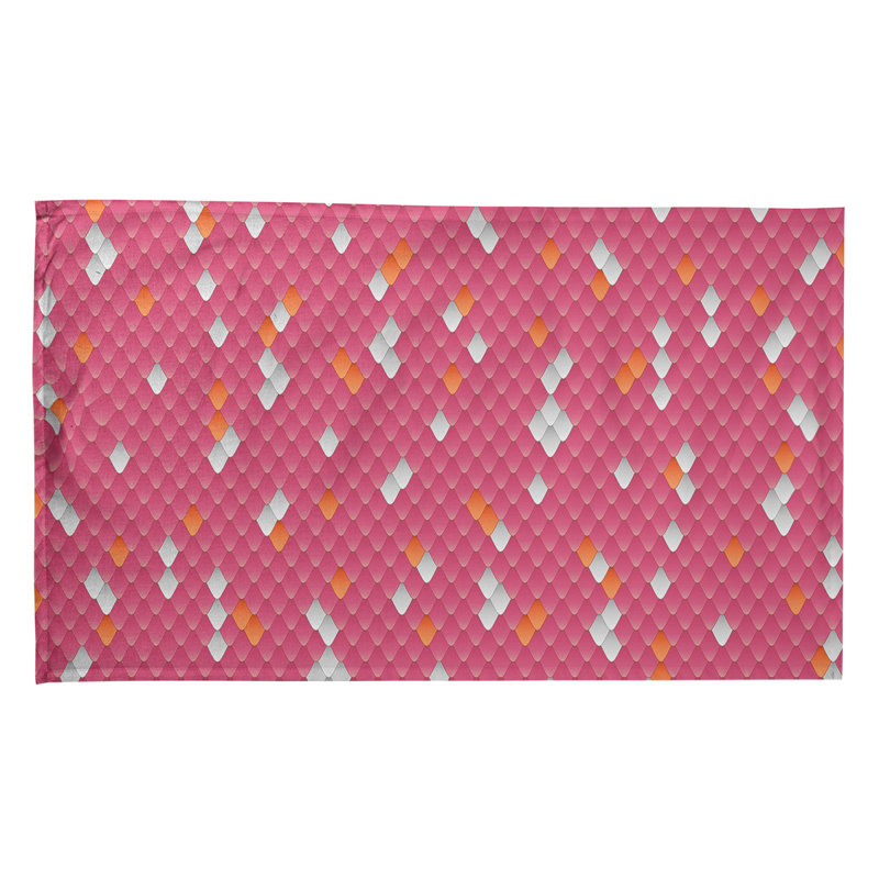 Serviette de thé à échelles serpent, Rose, Sergé de coton