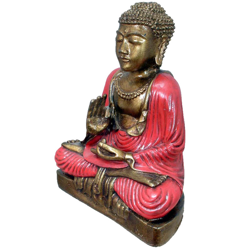 Figurine bouddha bénédiction Ylvi, Rouge