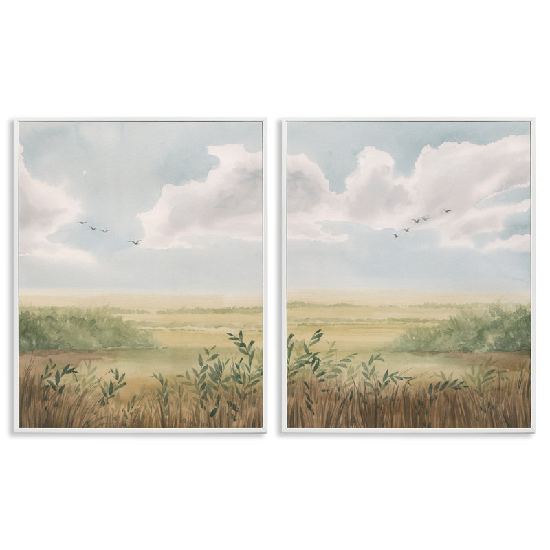  Ensemble de 2 giclées Birds over Country Pastures par Grace Popp, H 14 po x l 11 po
