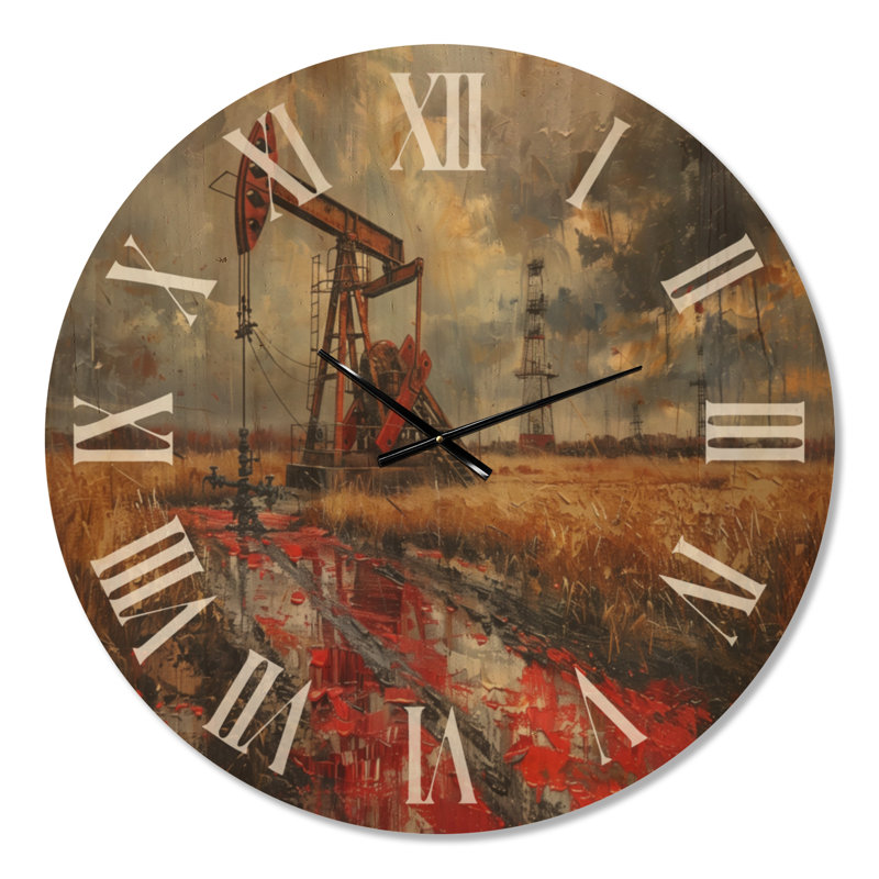Grande horloge murale moderne en bois imprimé, Oversized