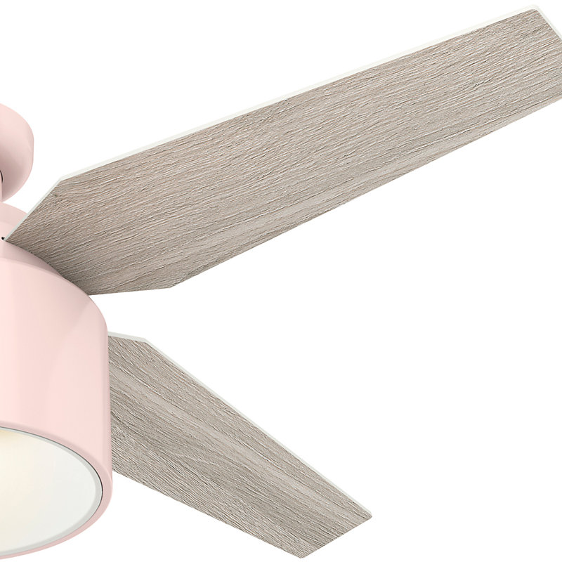 Blush Pink 52" Flush Mount Ceiling Fan with Light and Remote