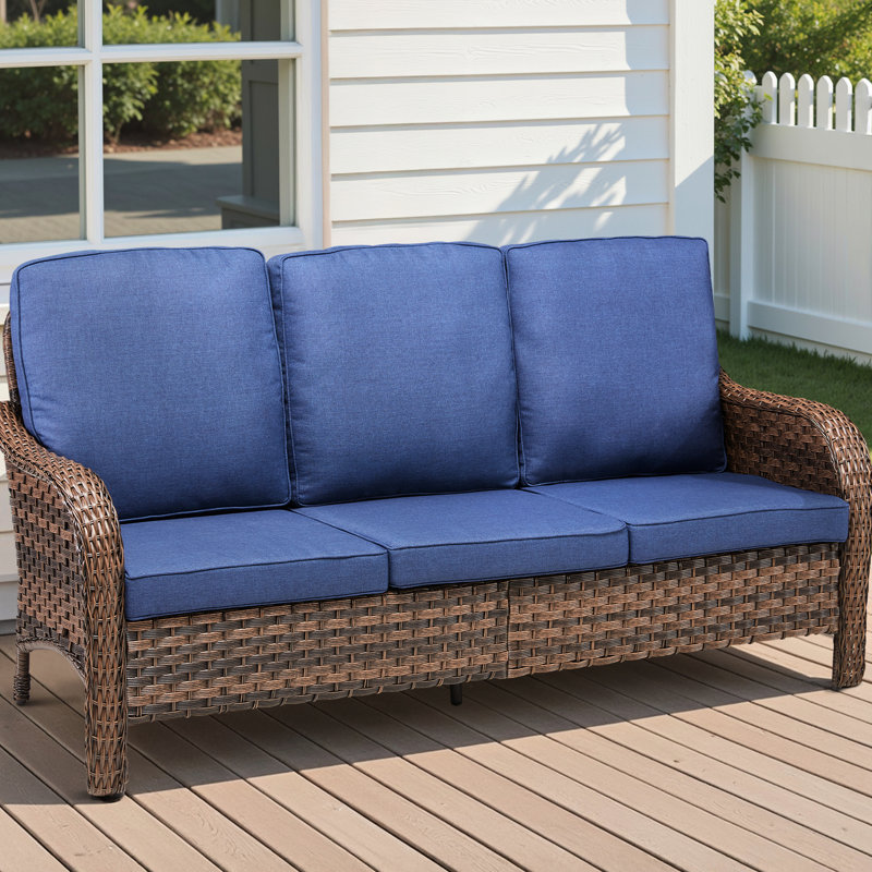70.9" Outdoor Furniture 3 Seat Pe Blue Deep Cushions Frame And Comfortable Sitting High - Quality Rust