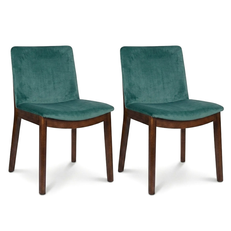 Chaise parsons rembourrée en lin Barriento, Velours vert