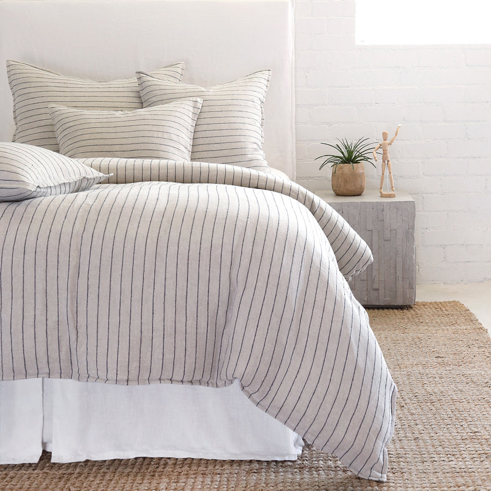 Blake Linen Shams, Euro, Flax/Midnight
