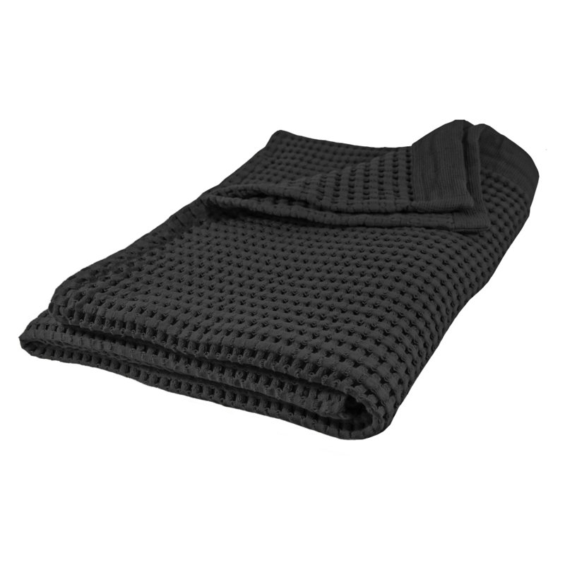 Waffle Bath Sheet – Extra Large, 100% Natural Cotton Absorbent & Quick Drying, Modern Style, Faded Black