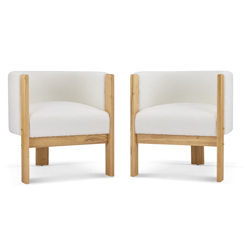 Chaises de salle à manger rembourrées modernes avec structure en bois d'hévéa et tissu bouclé
