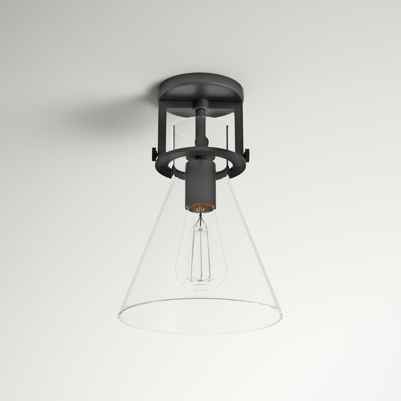 Borgen Glass Semi Flush Mount, Matte Black