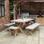 FSC 1 LUNA 180x90cm Rectangular Concrete table with 2 Benches and 2 stools