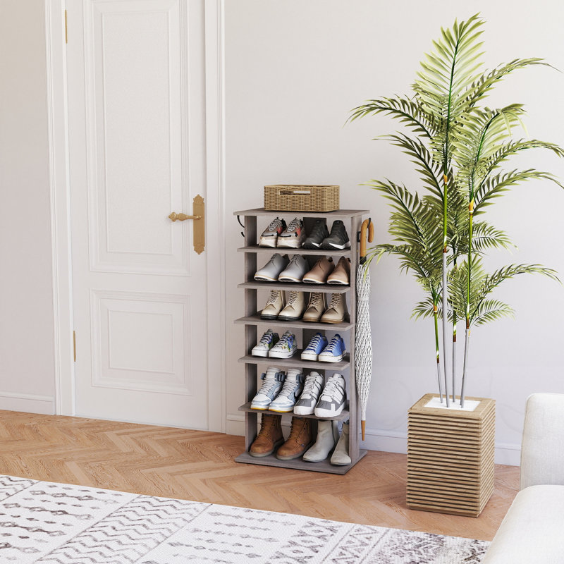 Range-chaussures à 7 niveaux avec crochets, Grey